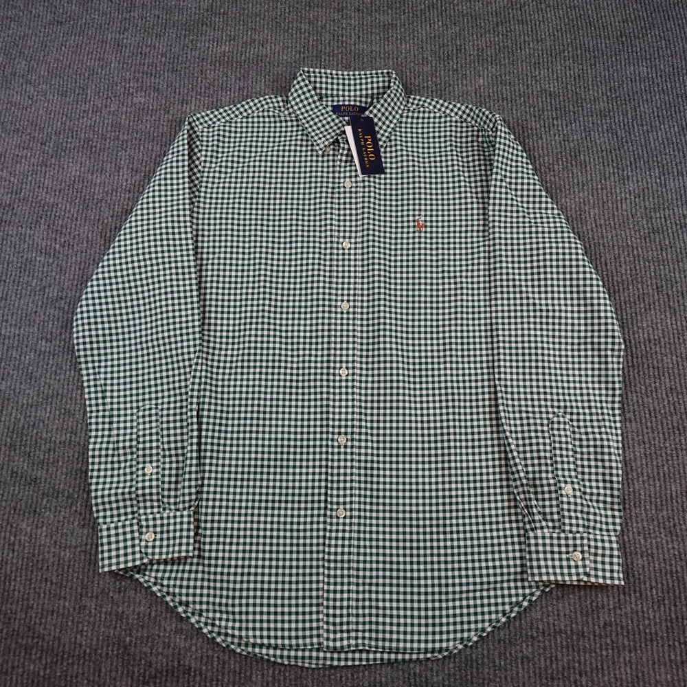 Polo Ralph Lauren Shirt Mens Large Green Check Long Sleeve Button Down Classic